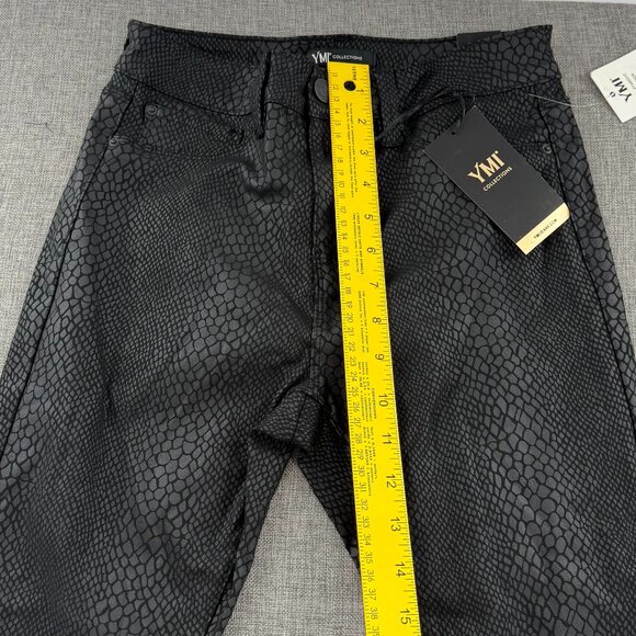 NEW! YMI Collection Skinny Pants Charcoal Snakeskin Print Large Cotton Blend - Picture 9 of 15